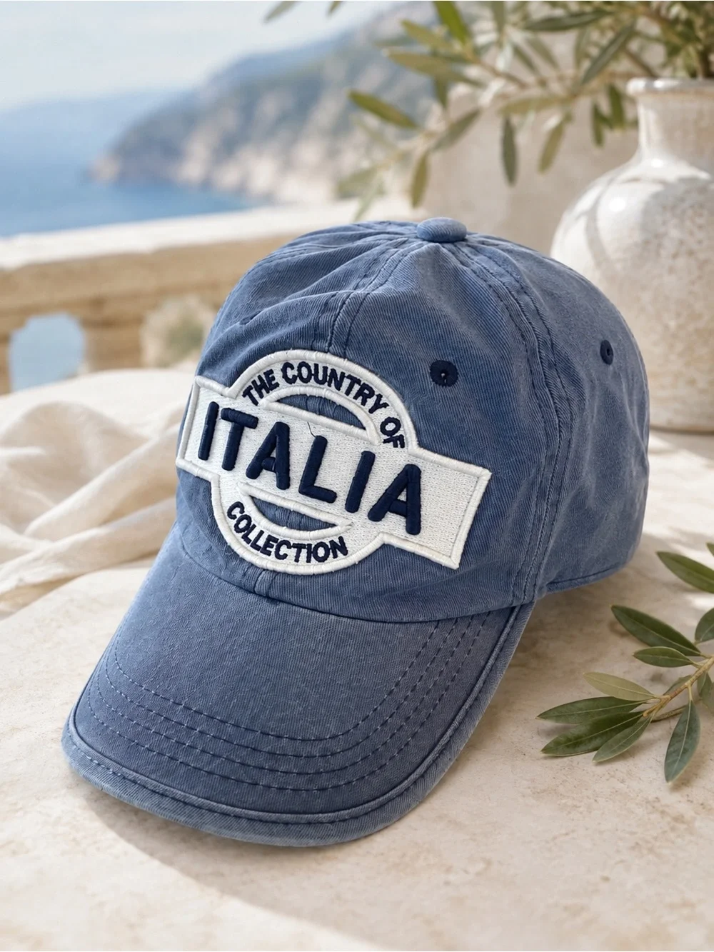 Robin Ruth Italia Italy Baseball Cap Blue Embroidered Italy Adjustable Hat